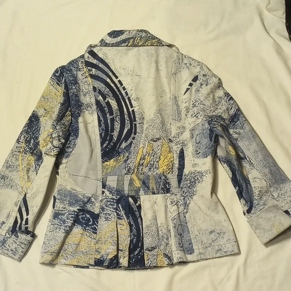 Blue, White and Yellow Gabriella Molinari Button Up Cotton Blazer